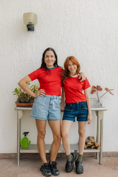 BABY TEE - ROJA CUELLO CREMA