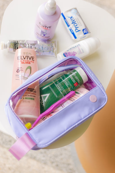 ESTUCHE TRANSPARENTE GRANDE - LAVANDA